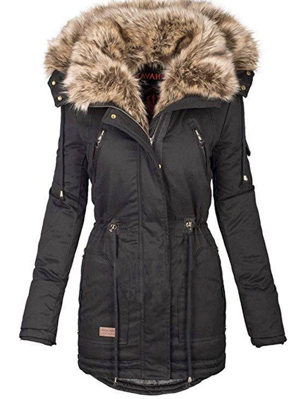 Women's slim zipper mid-length down jacket