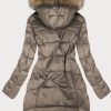 Brown stitched ladies winter jacket