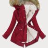 Women's parka with dark beige lining