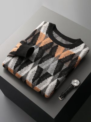 Knitted jacquard retro cashmere sweater