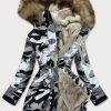 Ladies grey camouflage winter parka coat