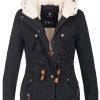 Warm ladies designer winter jacket with hood and teddy fur