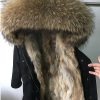 Black and tan parka coat with real lining