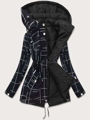 Double-sided wear ladies parka jacket (black)