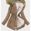 Women's parka with dark beige lining