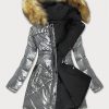 Ladies reversible winter jacket black silver