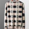 Knitted jacquard contrasting cashmere sweater