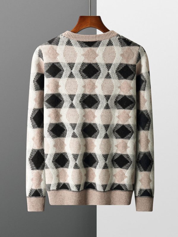 Knitted jacquard contrasting cashmere sweater