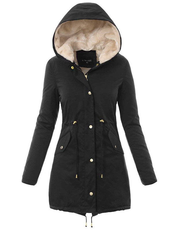 Ladies winter parka coat WANESA black and natural fur...