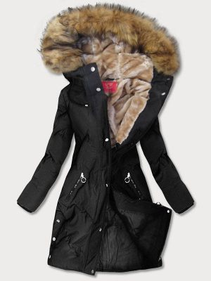 Women's waterproof parka with black cut along the side