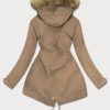 Women's parka with dark beige lining