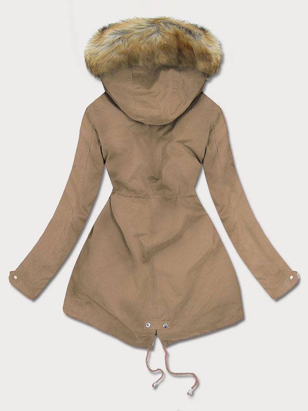 Women's parka with dark beige lining
