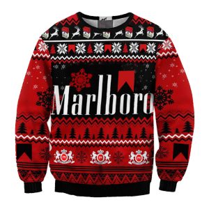 Unisex Marlboro Letter Print Ugly Christmas Sweatshirt / [blueesa] /