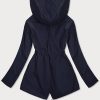 Reversible ladies hooded navy leather