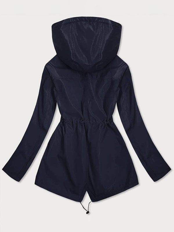 Reversible ladies hooded navy leather