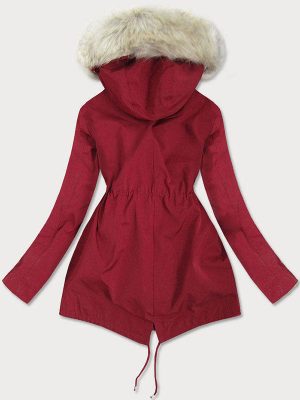 Lining red women's winter parka coat