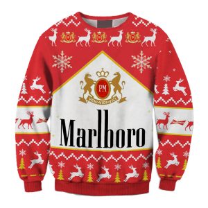 Unisex Marlboro Print Fun Ugly Christmas Sweatshirt / [blueesa] /