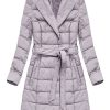 Ladies eco-leather coat with fur heater