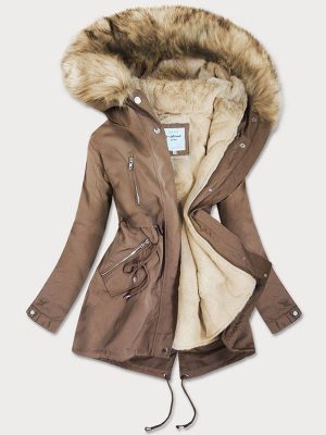 Lining brown ladies parka coat