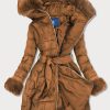 Ladies fleece winter jacket brown