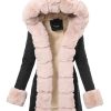 Ladies winter parka coat WANESA black and natural fur...