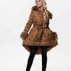 Ladies fleece winter jacket brown