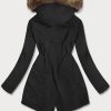 Teddy black/brown ladies winter parka coat