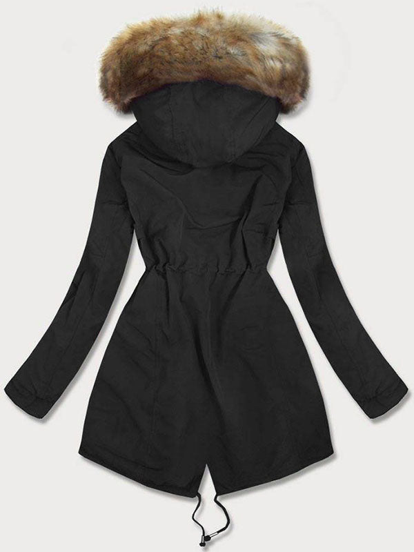 Teddy black/brown ladies winter parka coat