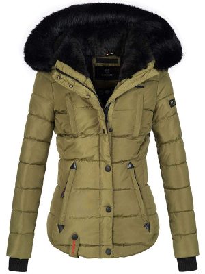 Ladies winter warm jacket, stitched jacket, lined with artificial fur