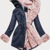 Women's Navy Pink Winter Parka