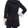 Ladies winter parka coat WANESA black and natural fur...