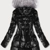 Ladies shiny winter jacket black