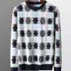 Knitted jacquard contrasting cashmere sweater