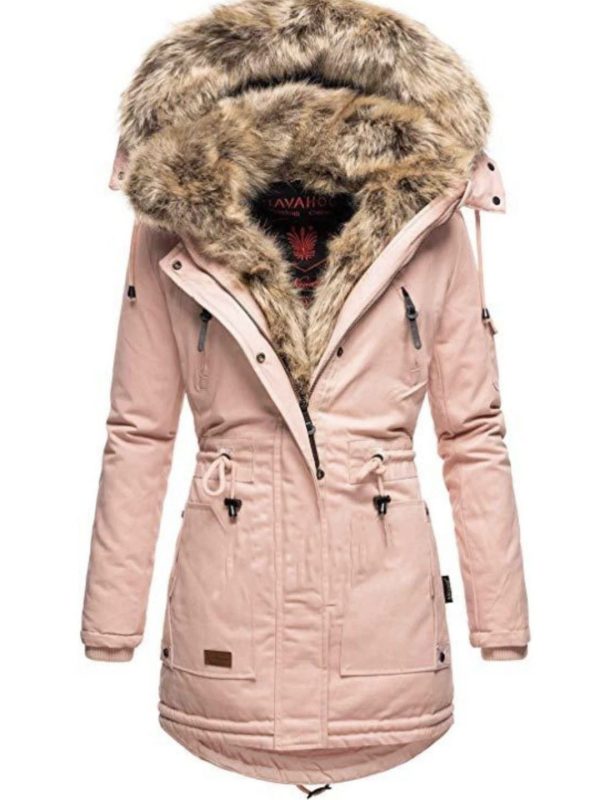 Women's slim zipper mid-length down jacket