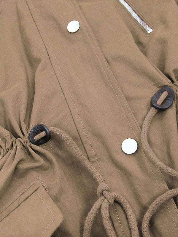 Women's parka with dark beige lining