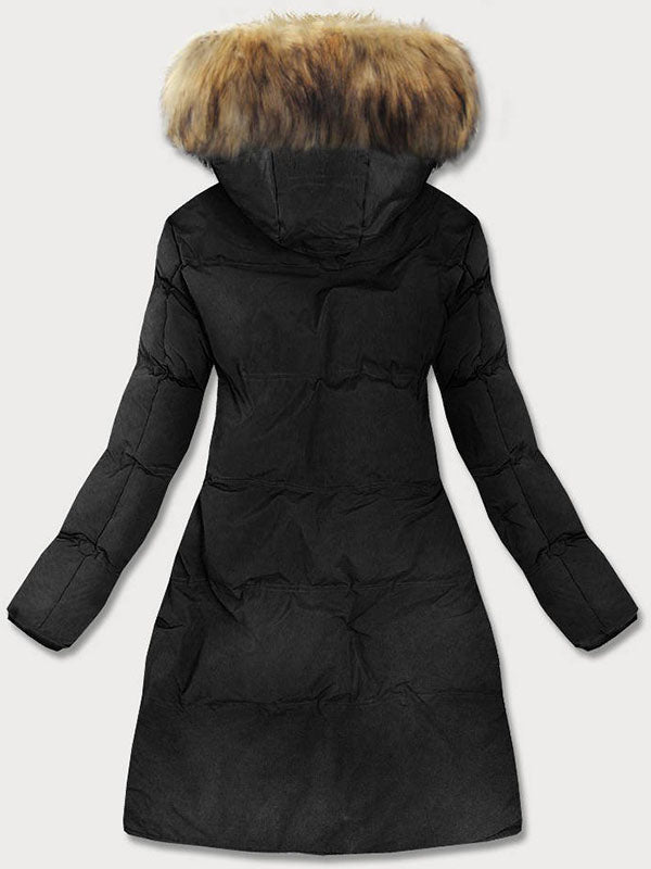 Women's waterproof parka with black cut along the side