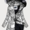 Women's metallic silver winter outfit