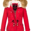 Warm ladies designer winter jacket with hood and teddy fur