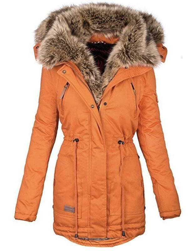 Women's slim zipper mid-length down jacket