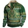 Men's Vintage Jgermeister Christmas Print Half-Zip Stand Collar Sweatshirt / [blueesa] /