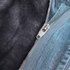 Blue Ladies Denim Jacket with Fur Lining-Graphite