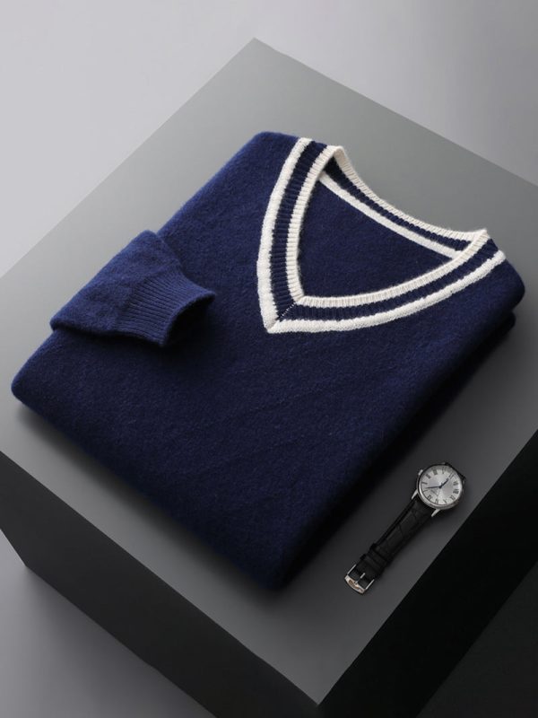 Men's collar stripe business high-end casual sweater