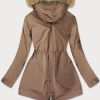 Lining brown ladies parka coat