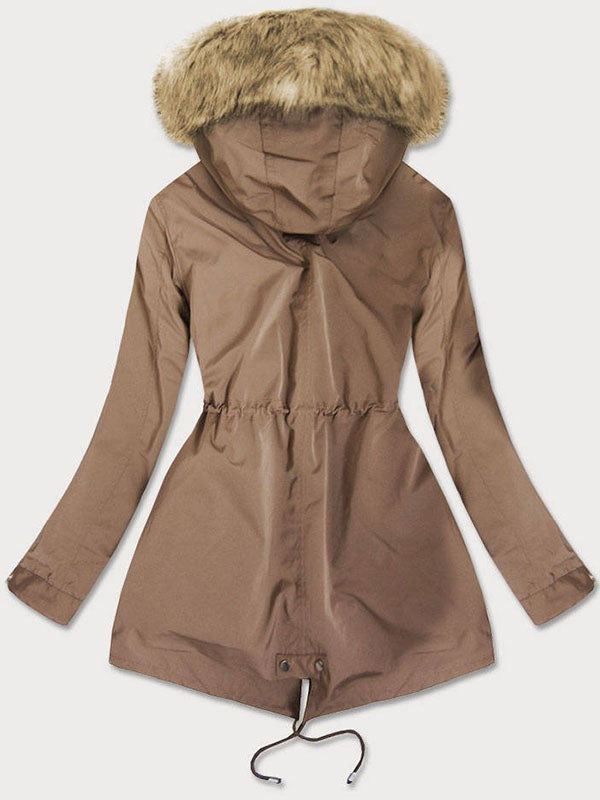 Lining brown ladies parka coat