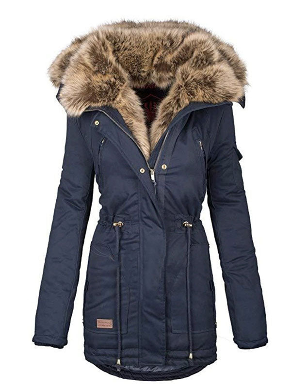 Women's slim zipper mid-length down jacket