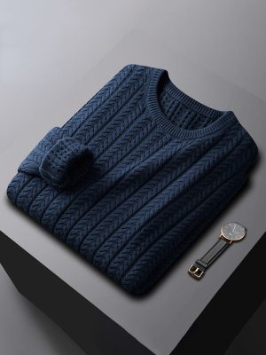 Men's solid color high-end business casual sweater