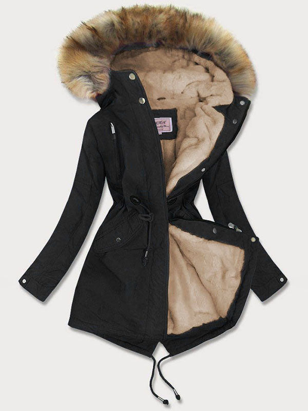 Teddy black/brown ladies winter parka coat