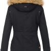 Warm ladies designer winter jacket with hood and teddy fur