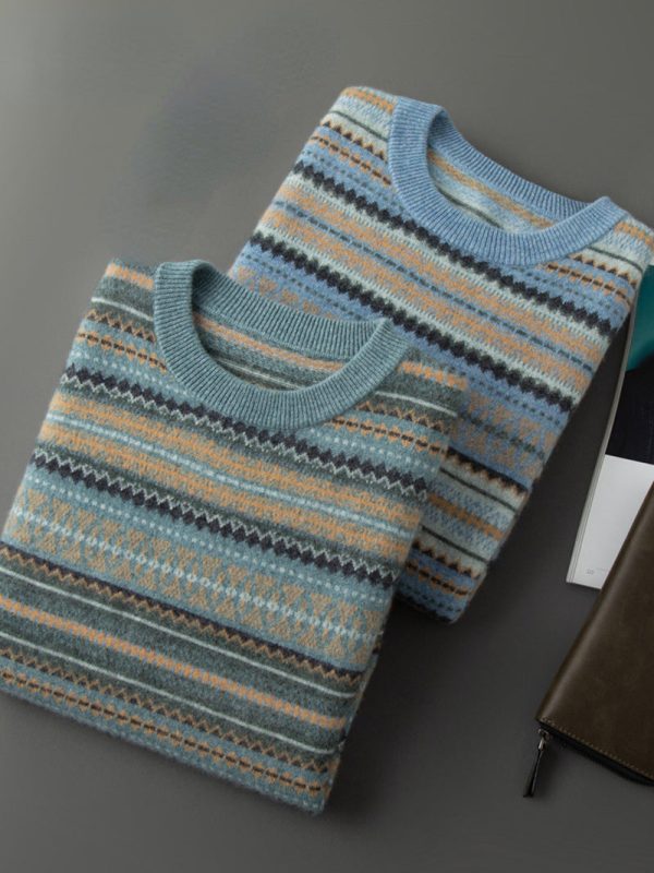 Men's fashion casual striped autumn and winter sweater