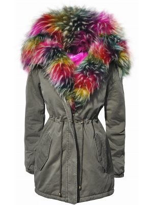 Rainbow fur parka